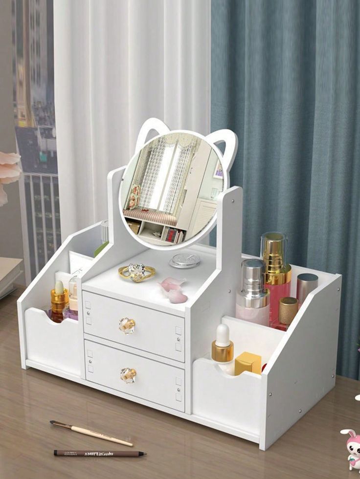 Organizador Maquillaje Espejo Giratorio