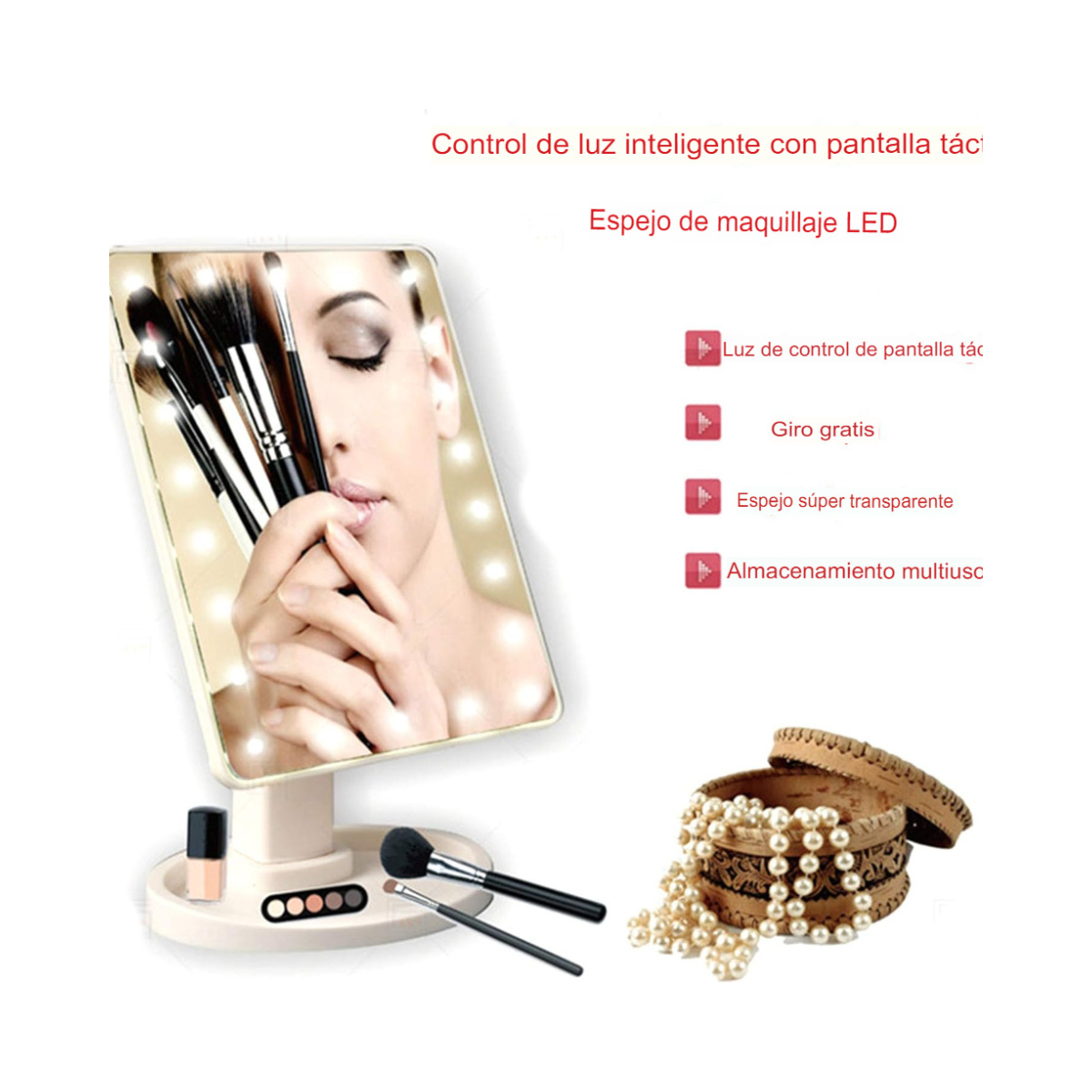 Espejo de Maquillaje con 22 LED