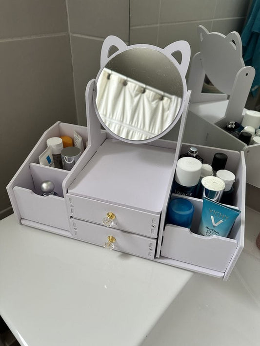 Organizador Maquillaje Espejo Giratorio